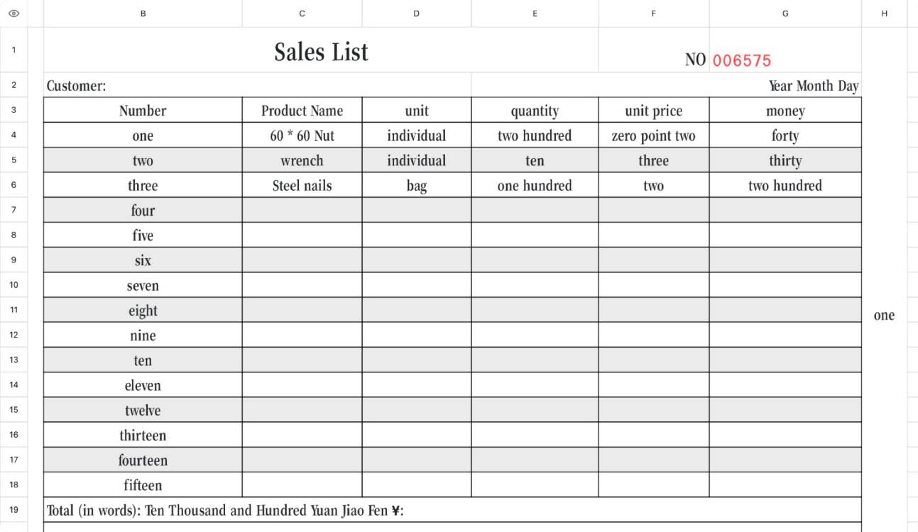 Sales list 1 1